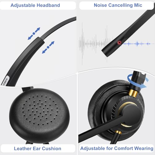 Arama Mobiles Headset mit Mikrofon, Mikrofon mit Geräuschunterdrückung und Anrufsteuerung, PC-Kopfhörer für Gaming-Softphone, Skype, Büro, Geschäft und Handy mit 3.5-mm-Klinkenstecker (802MP) Bild 4
