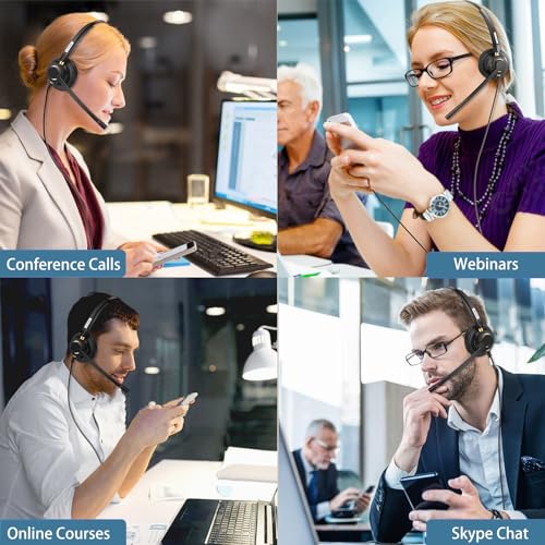 Arama Mobiles Headset mit Mikrofon, Mikrofon mit Geräuschunterdrückung und Anrufsteuerung, PC-Kopfhörer für Gaming-Softphone, Skype, Büro, Geschäft und Handy mit 3.5-mm-Klinkenstecker (802MP) Bild 5