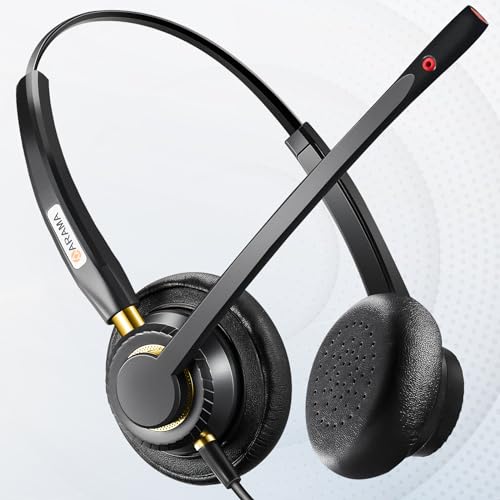 Arama Mobiles Headset mit Mikrofon, Mikrofon mit Geräuschunterdrückung und Anrufsteuerung, PC-Kopfhörer für Gaming-Softphone, Skype, Büro, Geschäft und Handy mit 3.5-mm-Klinkenstecker (802MP) Bild 6