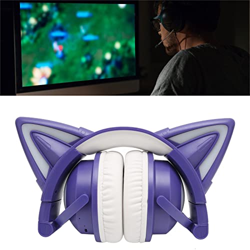 Bluetooth-Headset mit Katzenohren, Stereo, Niedliches Kinder-Headset mit LED, Integriertem Mikrofon, Kabelloser Kopfhörer, Faltbares Gaming-Headset für Kinder, Jungen und Mädchen (Lila) Bild 7
