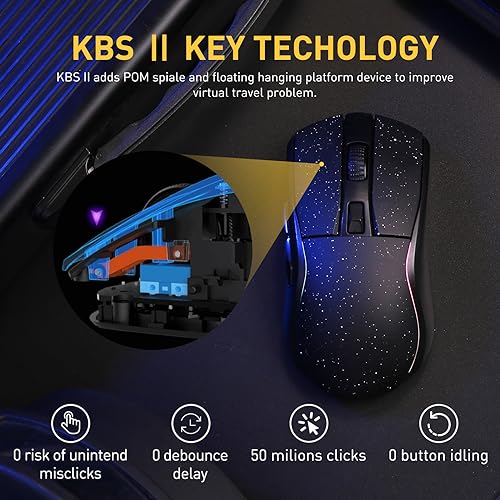 DAREU A950 Gaming Mouse mit RGB Magnetic Ladestation, 88 g Leichte, Programmierbare Tri-Mode Gamer Maus Kabellos, bis zu 12K DPI, 1000Hz, 120 Stunden Spielzeit mit RGB Beleuchtung für PC, Mac Bild 5