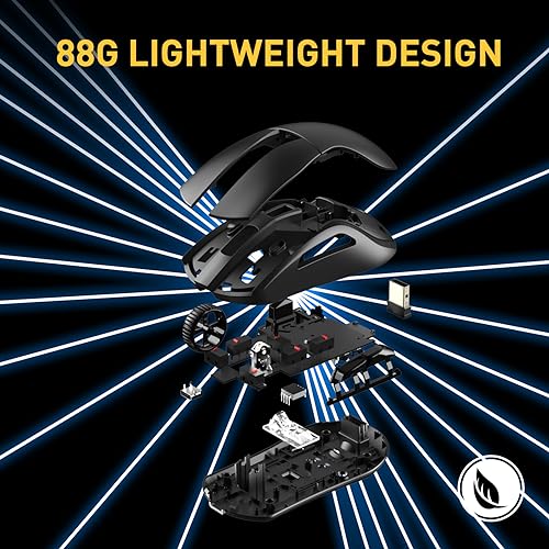 DAREU A950 Gaming Mouse mit RGB Magnetic Ladestation, 88 g Leichte, Programmierbare Tri-Mode Gamer Maus Kabellos, bis zu 12K DPI, 1000Hz, 120 Stunden Spielzeit mit RGB Beleuchtung für PC, Mac Bild 6