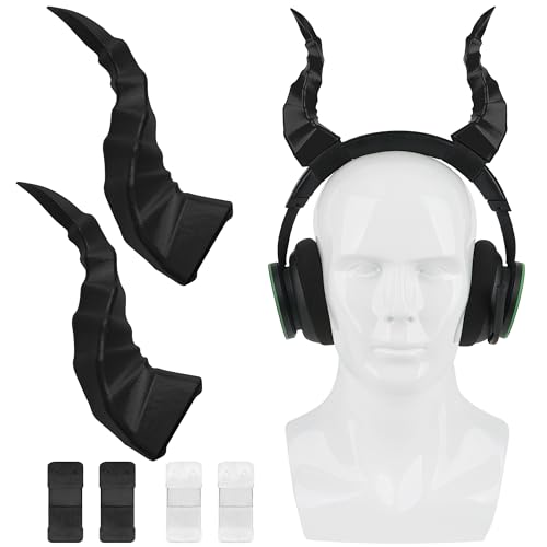 GEEKRIA 3D Dämonenhörner für Kopfhörer, Teufelshörner Kopfhörer Zubehör mit Haken und Schlaufe, Cosplay Ohren Teufel Befestigung für Gamer und Streamer Bild 1