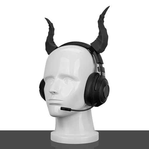GEEKRIA 3D Dämonenhörner für Kopfhörer, Teufelshörner Kopfhörer Zubehör mit Haken und Schlaufe, Cosplay Ohren Teufel Befestigung für Gamer und Streamer Bild 3