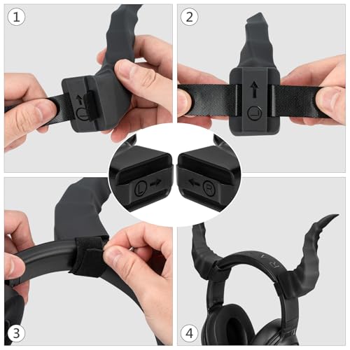 GEEKRIA 3D Dämonenhörner für Kopfhörer, Teufelshörner Kopfhörer Zubehör mit Haken und Schlaufe, Cosplay Ohren Teufel Befestigung für Gamer und Streamer Bild 5