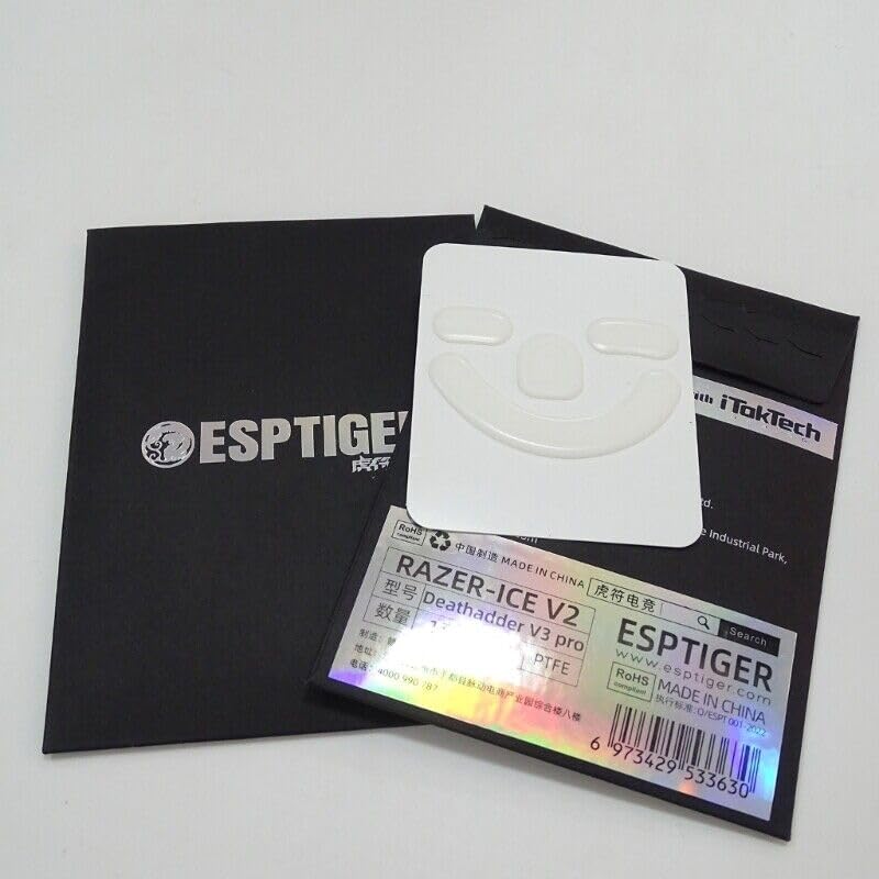 Gaming-Maus-Skates ICE – V2 Skates für DeathAdder V3 Pro Mausfüße, 2,5D Kantenbehandlung, glattes PTFE-Material, 3M-Kleber, Weiß Bild 2