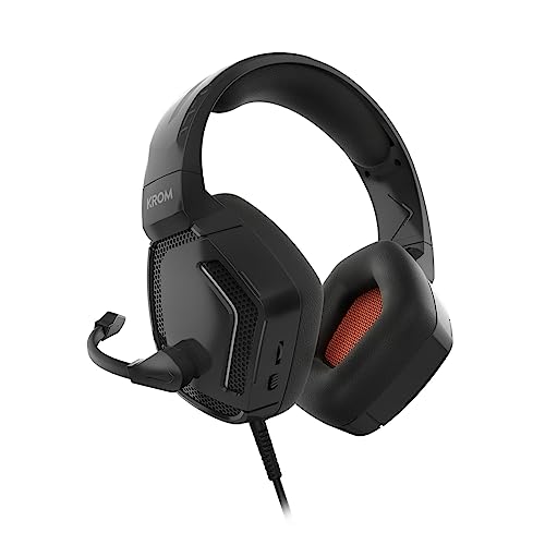 KROM Gaming KOPA PRO – Stereo-Headset, 50-mm-Lautsprecher, Lautstärkeregler, verstellbarer Kopfbügel, flexibles Mikrofon, PC, Ps4-Ps5, Switch, Smartphones, Tablets, Schwarz Bild 5