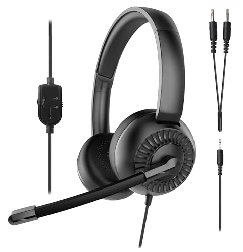 Speedlink METIS Stereo Headset PC – leichtes Headset mit Mikrofon und Kabelfernbedienung, kabelgebunden 3,5 mm-Klinkenstecker inkl. Y-Adapter, Kopfhörer mit Kabel, Aufbewahrungstasche, schwarz Bild 1