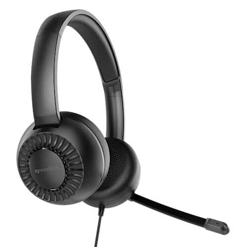 Speedlink METIS Stereo Headset PC – leichtes Headset mit Mikrofon und Kabelfernbedienung, kabelgebunden 3,5 mm-Klinkenstecker inkl. Y-Adapter, Kopfhörer mit Kabel, Aufbewahrungstasche, schwarz Bild 2