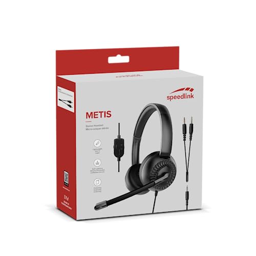 Speedlink METIS Stereo Headset PC – leichtes Headset mit Mikrofon und Kabelfernbedienung, kabelgebunden 3,5 mm-Klinkenstecker inkl. Y-Adapter, Kopfhörer mit Kabel, Aufbewahrungstasche, schwarz Bild 6