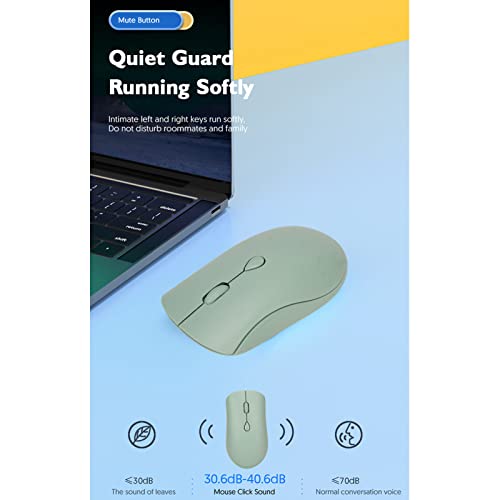 ciciglow Drahtlose Bluetooth-Maus, Dual-Modi, Bluetooth 5.2 und 2,4 G, Kabellose 1600-DPI-Computermaus mit USB-Empfänger, Wiederaufladbare Leise Maus (Grün) Bild 2