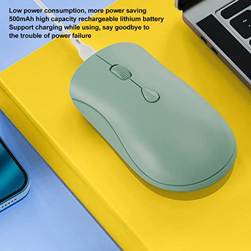 ciciglow Drahtlose Bluetooth-Maus, Dual-Modi, Bluetooth 5.2 und 2,4 G, Kabellose 1600-DPI-Computermaus mit USB-Empfänger, Wiederaufladbare Leise Maus (Grün) Bild 5