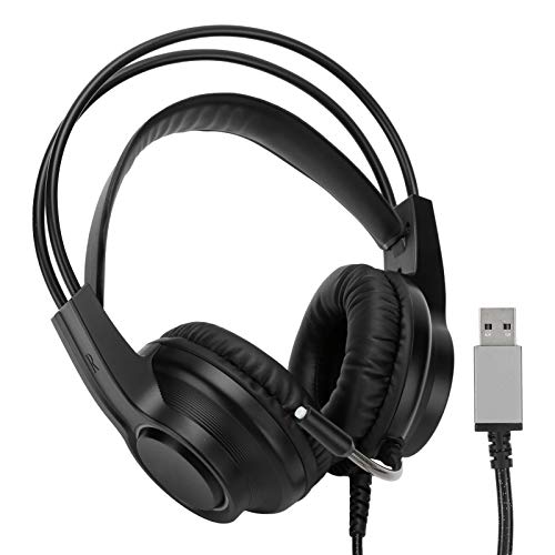 Annadue USB-Gaming-Headset mit 7.1 Single, Wired PC Gaming Headphones mit Noise Cancelling-Mikrofon und Sound Control für PC-Laptop, Eingebauter -Decoder-Chip (Schwarz) Bild 2