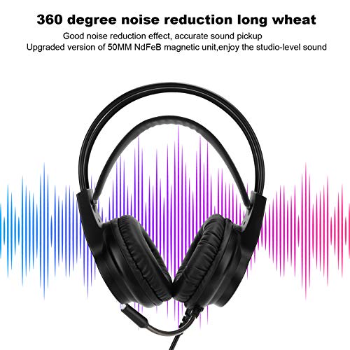 Annadue USB-Gaming-Headset mit 7.1 Single, Wired PC Gaming Headphones mit Noise Cancelling-Mikrofon und Sound Control für PC-Laptop, Eingebauter -Decoder-Chip (Schwarz) Bild 7