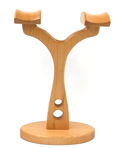 Headset Halterung Universeller Kopfhörerständer aus Holz – Doppelter Headset-Ständer aus Buche for den Schreibtisch, for Zwei universelle Gaming-Kopfhörer und eine Smartwatch Kopfhörer Ständer (Color Bild 1