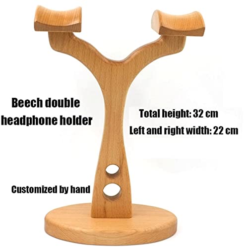 Headset Halterung Universeller Kopfhörerständer aus Holz – Doppelter Headset-Ständer aus Buche for den Schreibtisch, for Zwei universelle Gaming-Kopfhörer und eine Smartwatch Kopfhörer Ständer (Color Bild 3