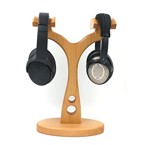 Headset Halterung Universeller Kopfhörerständer aus Holz – Doppelter Headset-Ständer aus Buche for den Schreibtisch, for Zwei universelle Gaming-Kopfhörer und eine Smartwatch Kopfhörer Ständer (Color Bild 4