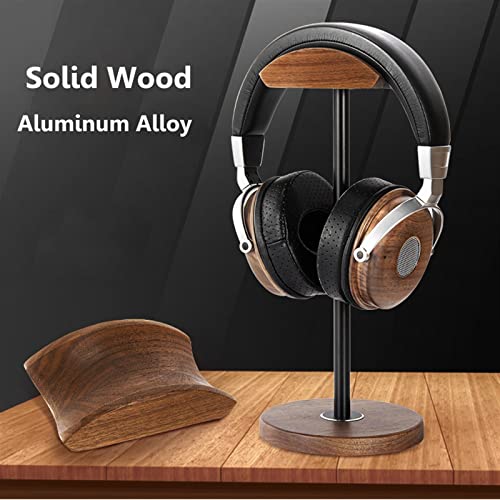 Headset Halterung Kopfhörerständer, massiver Holz-Desktop-Kopfhörerhalter, universeller Gaming-Headset-Ständer aus Aluminiumlegierung, Walnussholz, Kopfhörer-Display-Halterung for den Schreibtisch Kop Bild 2