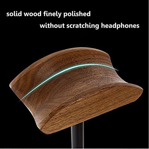 Headset Halterung Kopfhörerständer, massiver Holz-Desktop-Kopfhörerhalter, universeller Gaming-Headset-Ständer aus Aluminiumlegierung, Walnussholz, Kopfhörer-Display-Halterung for den Schreibtisch Kop Bild 3