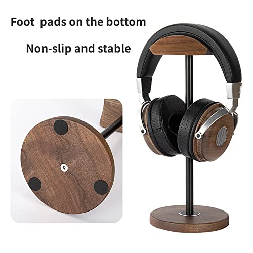 Headset Halterung Kopfhörerständer, massiver Holz-Desktop-Kopfhörerhalter, universeller Gaming-Headset-Ständer aus Aluminiumlegierung, Walnussholz, Kopfhörer-Display-Halterung for den Schreibtisch Kop Bild 5