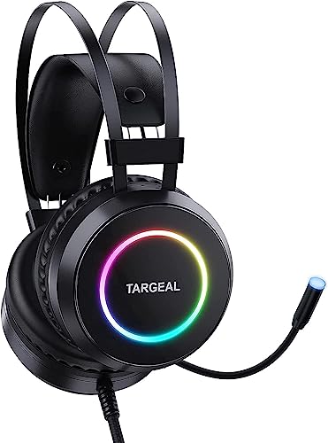 Gaming Headset, Headset mit Mikrofon 3D Surround Sound Headphones Noise Cancelling RGB Lights, 7.1-Surround-Sound-Gaming-Headset mit Mikrofon, Schwarz, groß Bild 6
