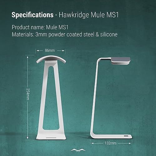 Hawkridge Mule MS1 - Gaming-Headset- und Kopfhörerständer, stabil und zuverlässig, pulverbeschichteter Stahl, weiche Silikon-Kopfbandauflage - weiß Bild 6