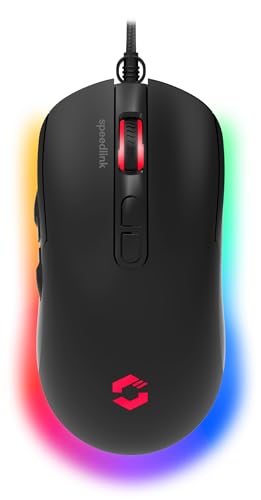 Speedlink TAUROX Gaming Maus mit Kabel - konfigurierbare RGB Beleuchtung, 5 programmierbare Tasten, zwei DPI-Schalter bis 7.200 dpi, kabelgebunden, stoffummanteltes Kabel, schwarz Bild 1