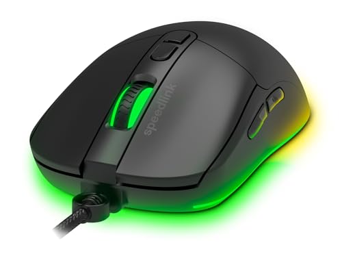 Speedlink TAUROX Gaming Maus mit Kabel - konfigurierbare RGB Beleuchtung, 5 programmierbare Tasten, zwei DPI-Schalter bis 7.200 dpi, kabelgebunden, stoffummanteltes Kabel, schwarz Bild 4