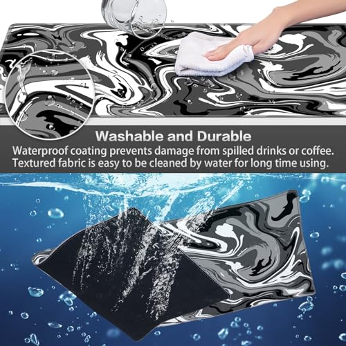 Abetcabe Gaming Mauspad XXL, Mousepad 900 x 400mm, Fluid Art Mauspad groß Schreibtischunterlage Vernähte Kanten WassXerdicht Anti-Rutsch für PC, Laptop Verbessert Präzision und Geschwindigkei Bild 4