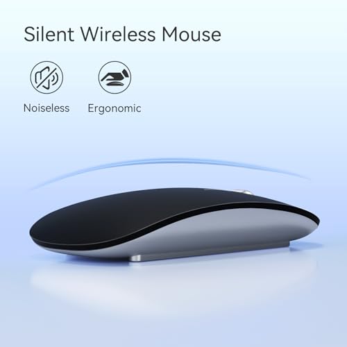 Uiosmuph Bluetooth Maus, Kabellose Maus mit USB-Nano-Empfänger, Tri-Mode (Dual Bluetooth 5.1 + 2.4GHz) Leise Funkmaus Wiederaufladbare für Laptop, PC, iPad, Mac schwarz Bild 6