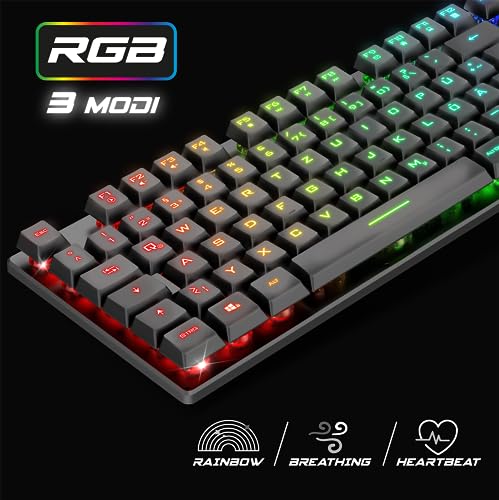 SPIRIT OF GAMER x PRO K1 | Kabelgebundene Semi Mechanische Gaming Tastatur PC | Layout QWERTZ Deutsch | 26 Anti-Ghosting Tasten | 3 RGB Hintergrundbeleuchtungsmodi | Slim USB Gaming Keyboard Bild 3