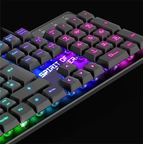 SPIRIT OF GAMER x PRO K1 | Kabelgebundene Semi Mechanische Gaming Tastatur PC | Layout QWERTZ Deutsch | 26 Anti-Ghosting Tasten | 3 RGB Hintergrundbeleuchtungsmodi | Slim USB Gaming Keyboard Bild 5