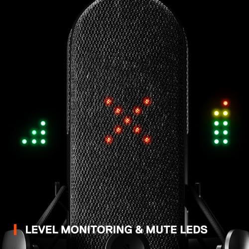 SteelSeries Alias USB-Mikrofon für PC – 3 Mal größere Kapsel fürs Gaming, Streaming und Podcasting – KI-gestützte Geräuschunterdrückung – LED-Stummschalttaste + Pegelüberwachung – Stoßdämpfer Bild 6