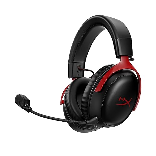 HyperX Cloud III Wireless – Gaming-Headset – Kabellos, bis zu 120 Stunden Akkulaufzeit, DTS Headphone:X, 2,4 GHz, 53-mm-Treiber, Memory Foam, PC/PS5/Nintendo Switch-kompatibel, Schwarz-Rot Bild 1