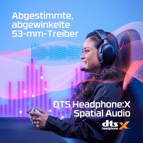 HyperX Cloud III Wireless Gaming-Headset – Over-Ear Headset mit Mikrofon, 120h Akku, 2.4GHz Wireless, DTS Headphone:X, 53mm Treiber, PC, PS5, PS4, Nintendo Switch, Schwarz Bild 4