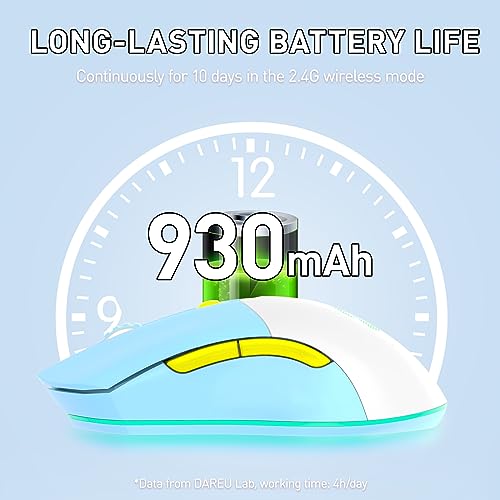 DAREU Blau Kabellose Gaming Maus mit Magnetic Ladestation Wiederaufladbar RGB, 12K DPI, 7 Programmierbare Tasten Hochpräziser Sensor 300IPS 1000 Hz für PC Notebook Mac Bild 6