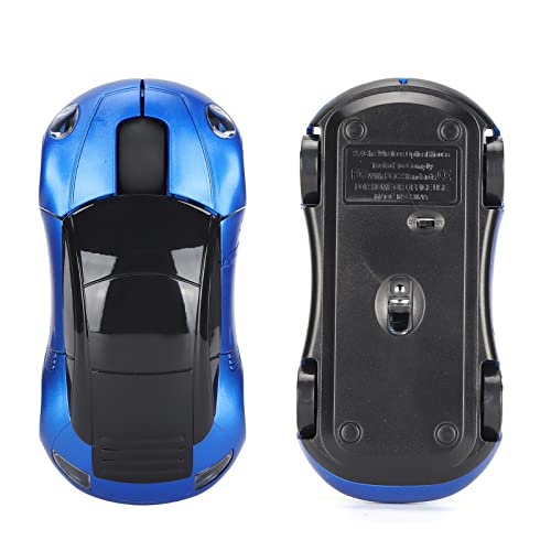 Drahtlose Maus, Tragbare, Schnurlose 2,4-G-Maus in Autoform, Ergonomische Professionelle Optische Spielemaus (Blau) Bild 5