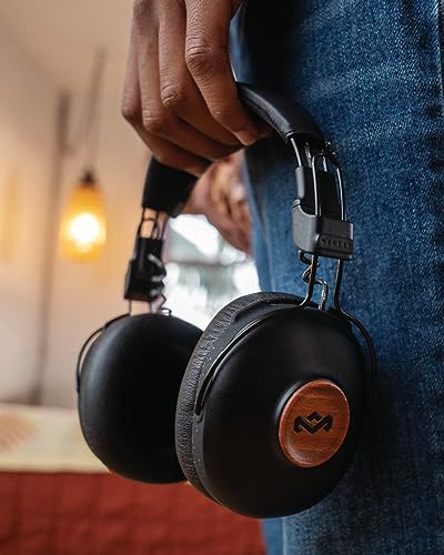 House of Marley Positive Vibration Frequency Over Ear Kopfhörer kabellos - Bluetooth Kopfhörer mit Mikrofon, 34 Std. Spielzeit, passive Geräuschisolierung, nachhaltige Materialien, Schwarz Bild 4