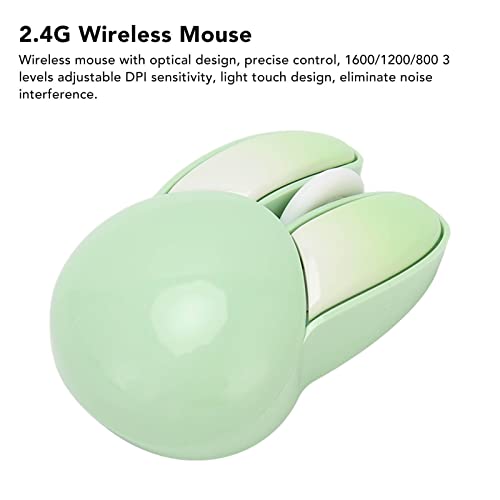 Jectse Cute Bunny Kabellose Maus, 2,4 G Tragbare Optische Mäuse, Computermaus mit Einstellbarer DPI, Kabellose Maus, Kleine Leise Maus für Laptop-Desktop-PC (Matcha-Grün) Bild 2