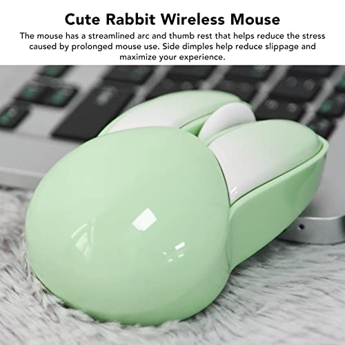 Jectse Cute Bunny Kabellose Maus, 2,4 G Tragbare Optische Mäuse, Computermaus mit Einstellbarer DPI, Kabellose Maus, Kleine Leise Maus für Laptop-Desktop-PC (Matcha-Grün) Bild 4