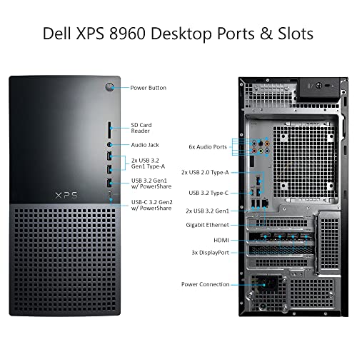 Dell XPS 8960 Gaming Desktop PC - 13. Generation Intel Core i9-13900 24 Core bis zu 5,6 GHz, 16 GB DDR5 RAM, 1 TB NVMe SSD + 14 TB HDD, AMD Radeon RX 6700XT GPU 12 GB Bild 6