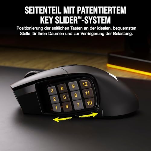 Corsair Scimitar Elite RGB Wireless MMO Gaming Mouse - 26.000 DPI - 16 Programmierbare Tasten - Bis zu 150 Stunden Akkulaufzeit - iCUE-Kompatibel - PC, PS5, PS4, Xbox - Schwarz Bild 4