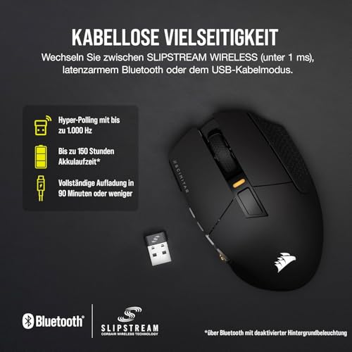 Corsair Scimitar Elite RGB Wireless MMO Gaming Mouse - 26.000 DPI - 16 Programmierbare Tasten - Bis zu 150 Stunden Akkulaufzeit - iCUE-Kompatibel - PC, PS5, PS4, Xbox - Schwarz Bild 5