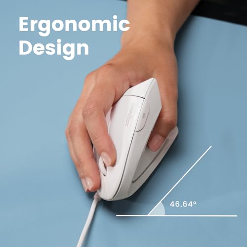 Perixx PERIMICE-513W Vertikale USB-Maus mit Kabel, Weiß – 6 Tasten mit 1000/1600 DPI – Rechtshänder-Design Bild 2