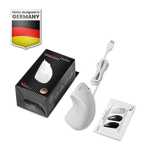 Perixx PERIMICE-513W Vertikale USB-Maus mit Kabel, Weiß – 6 Tasten mit 1000/1600 DPI – Rechtshänder-Design Bild 7