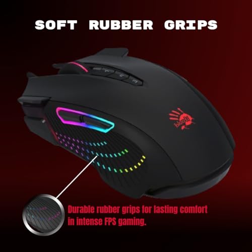 A4Tech Bloody J90S Gaming-Maus - 4 Kerne aktiviert - anpassbare RGB - 8000 CPI / 150IPS - 6 Scharfschützenmodi - 2 zusätzliche Schießtasten - X/Y-Achse einstellbar - X'Glide Metallstiefel Bild 4