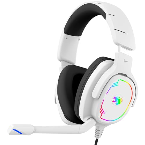 Jimonyer Gaming-Headset für PC/PS4/PS5/Xbox One/Switch, Stereo-Surround-Sound, Gaming-Kopfhörer mit Geräuschunterdrückung, flexibles Mikrofon, Computer-Headset mit 3,5-mm-Klinkenstecker und RGB-Licht Bild 1