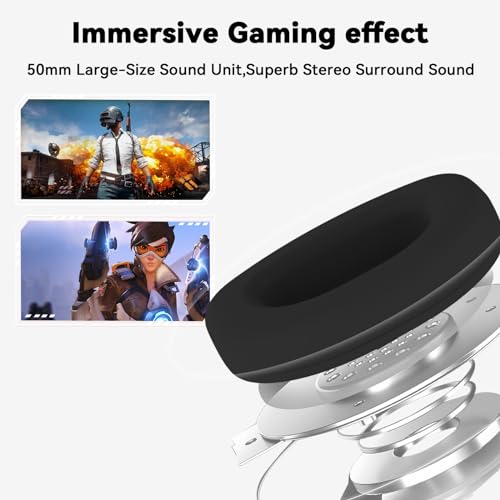 Jimonyer Gaming-Headset für PC/PS4/PS5/Xbox One/Switch, Stereo-Surround-Sound, Gaming-Kopfhörer mit Geräuschunterdrückung, flexibles Mikrofon, Computer-Headset mit 3,5-mm-Klinkenstecker und RGB-Licht Bild 2