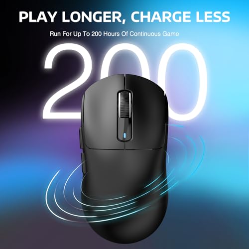 VGN GAMEPOWER x ATTACK SHARK X3 SUPERLIGHT Kabellose Gaming-Maus, 49g Ultraleicht Mouse, 26000DPI, PixArt PAW3395, 2.4G/BT/Kabelgebunden, PTFE Feet, Bis zu 200 Std. Akku, G502, PC/Xbox/PS/Mac, Schwarz Bild 6