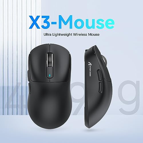 ATTACK SHARK X3 49g Ultraleicht Maus, PixArt PAW3395 Gaming-Sensor, BT/2,4G Kabellose/Kabelgebundene Gaming-Maus, 26000 DPI, 200 Std. Akku, Office-Mäuse für Win11/Xbox/PS/Mac (Schwarz) Bild 2